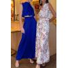 imagePRETTYGARDEN Womens 2 Piece Outfits 2025 Summer Casual Sleeveless Mock Neck Crop Tops Wide Leg Pants SetRoyal Blue