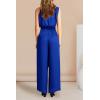 imagePRETTYGARDEN Womens 2 Piece Outfits 2025 Summer Casual Sleeveless Mock Neck Crop Tops Wide Leg Pants SetRoyal Blue
