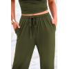 imagePRETTYGARDEN Womens 2 Piece Outfits Summer Tracksuit Lounge Sets Short Sleeve Crop Tops T Shirts High Waisted Wide Leg PantsArmy Green