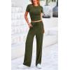 imagePRETTYGARDEN Womens 2 Piece Outfits Summer Tracksuit Lounge Sets Short Sleeve Crop Tops T Shirts High Waisted Wide Leg PantsArmy Green