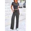 imagePRETTYGARDEN Womens 2 Piece Outfits Summer Tracksuit Lounge Sets Short Sleeve Crop Tops T Shirts High Waisted Wide Leg PantsDark Grey