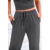 imagePRETTYGARDEN Womens 2 Piece Outfits Summer Tracksuit Lounge Sets Short Sleeve Crop Tops T Shirts High Waisted Wide Leg PantsDark Grey