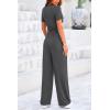 imagePRETTYGARDEN Womens 2 Piece Outfits Summer Tracksuit Lounge Sets Short Sleeve Crop Tops T Shirts High Waisted Wide Leg PantsDark Grey
