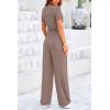 imagePRETTYGARDEN Womens 2 Piece Outfits Summer Tracksuit Lounge Sets Short Sleeve Crop Tops T Shirts High Waisted Wide Leg PantsKhaki