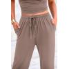 imagePRETTYGARDEN Womens 2 Piece Outfits Summer Tracksuit Lounge Sets Short Sleeve Crop Tops T Shirts High Waisted Wide Leg PantsKhaki