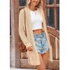 imagePRETTYGARDEN Womens Fall Loose Open Front Cardigan Long Sleeve Cable Knit Sweaters Lightweight Outwear with PocketsApricot
