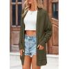 imagePRETTYGARDEN Womens Fall Loose Open Front Cardigan Long Sleeve Cable Knit Sweaters Lightweight Outwear with PocketsArmy Green