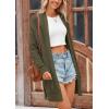 imagePRETTYGARDEN Womens Fall Loose Open Front Cardigan Long Sleeve Cable Knit Sweaters Lightweight Outwear with PocketsArmy Green