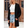 imagePRETTYGARDEN Womens Fall Loose Open Front Cardigan Long Sleeve Cable Knit Sweaters Lightweight Outwear with PocketsBlack