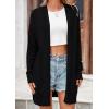 imagePRETTYGARDEN Womens Fall Loose Open Front Cardigan Long Sleeve Cable Knit Sweaters Lightweight Outwear with PocketsBlack