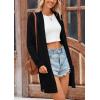 imagePRETTYGARDEN Womens Fall Loose Open Front Cardigan Long Sleeve Cable Knit Sweaters Lightweight Outwear with PocketsBlack
