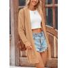 imagePRETTYGARDEN Womens Fall Loose Open Front Cardigan Long Sleeve Cable Knit Sweaters Lightweight Outwear with PocketsCamel