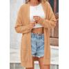 imagePRETTYGARDEN Womens Fall Loose Open Front Cardigan Long Sleeve Cable Knit Sweaters Lightweight Outwear with PocketsCamel
