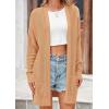 imagePRETTYGARDEN Womens Fall Loose Open Front Cardigan Long Sleeve Cable Knit Sweaters Lightweight Outwear with PocketsCamel