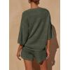 imagePRETTYGARDEN Womens Summer 2 Piece Swimsuit Coverup Hollow Out Knit Half Sleeve Tops Shorts Sets Bathing Suit Beach OutfitsArmy Green