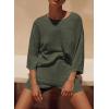 imagePRETTYGARDEN Womens Summer 2 Piece Swimsuit Coverup Hollow Out Knit Half Sleeve Tops Shorts Sets Bathing Suit Beach OutfitsArmy Green