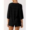 imagePRETTYGARDEN Womens Summer 2 Piece Swimsuit Coverup Hollow Out Knit Half Sleeve Tops Shorts Sets Bathing Suit Beach OutfitsBlack