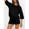imagePRETTYGARDEN Womens Summer 2 Piece Swimsuit Coverup Hollow Out Knit Half Sleeve Tops Shorts Sets Bathing Suit Beach OutfitsBlack