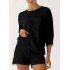 imagePRETTYGARDEN Womens Summer 2 Piece Swimsuit Coverup Hollow Out Knit Half Sleeve Tops Shorts Sets Bathing Suit Beach OutfitsBlack