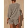 imagePRETTYGARDEN Womens Summer 2 Piece Swimsuit Coverup Hollow Out Knit Half Sleeve Tops Shorts Sets Bathing Suit Beach OutfitsKhaki
