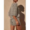 imagePRETTYGARDEN Womens Summer 2 Piece Swimsuit Coverup Hollow Out Knit Half Sleeve Tops Shorts Sets Bathing Suit Beach OutfitsKhaki