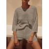 imagePRETTYGARDEN Womens Summer 2 Piece Swimsuit Coverup Hollow Out Knit Half Sleeve Tops Shorts Sets Bathing Suit Beach OutfitsKhaki