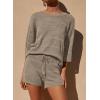 imagePRETTYGARDEN Womens Summer 2 Piece Swimsuit Coverup Hollow Out Knit Half Sleeve Tops Shorts Sets Bathing Suit Beach OutfitsKhaki