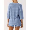 imagePRETTYGARDEN Womens Summer 2 Piece Swimsuit Coverup Hollow Out Knit Half Sleeve Tops Shorts Sets Bathing Suit Beach OutfitsLight Blue