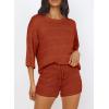 imagePRETTYGARDEN Womens Summer 2 Piece Swimsuit Coverup Hollow Out Knit Half Sleeve Tops Shorts Sets Bathing Suit Beach OutfitsOrange