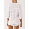 imagePRETTYGARDEN Womens Summer 2 Piece Swimsuit Coverup Hollow Out Knit Half Sleeve Tops Shorts Sets Bathing Suit Beach OutfitsWhite