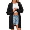 imagePRETTYGARDEN Womens Fall Loose Open Front Cardigan Long Sleeve Cable Knit Sweaters Lightweight Outwear with PocketsBlack