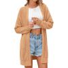 imagePRETTYGARDEN Womens Fall Loose Open Front Cardigan Long Sleeve Cable Knit Sweaters Lightweight Outwear with PocketsCamel