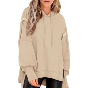 imagePRETTYGARDEN Womens Oversized Hoodie 2025 Spring Sweatshirt Long Sleeve Loose Trendy Outfits Casual Cute Pullover TopsBeige