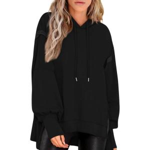 imagePRETTYGARDEN Womens Oversized Hoodie 2025 Spring Sweatshirt Long Sleeve Loose Trendy Outfits Casual Cute Pullover TopsBlack