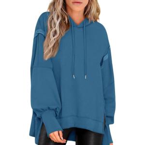 imagePRETTYGARDEN Womens Oversized Hoodie 2025 Spring Sweatshirt Long Sleeve Loose Trendy Outfits Casual Cute Pullover TopsGrey Blue