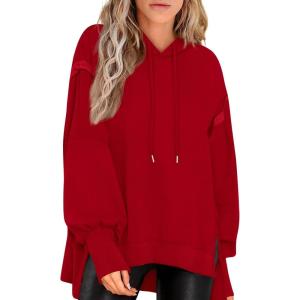 imagePRETTYGARDEN Womens Oversized Hoodie 2025 Spring Sweatshirt Long Sleeve Loose Trendy Outfits Casual Cute Pullover TopsRed