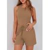 imagePRETTYGARDEN Lounge Sets for Women 2025 Summer Two Piece Matching Outfits Beach Vacation Clothes Sleeveless Tops and ShortsCamel