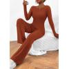imagePRETTYGARDEN Womens 2 Piece Lounge Sets Asymmetrical Long Sleeve T Shirt Wide Leg Pants Casual Outfits TracksuitBrick Red