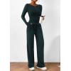imagePRETTYGARDEN Womens 2 Piece Lounge Sets Asymmetrical Long Sleeve T Shirt Wide Leg Pants Casual Outfits TracksuitDark Blue