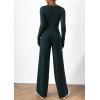 imagePRETTYGARDEN Womens 2 Piece Lounge Sets Asymmetrical Long Sleeve T Shirt Wide Leg Pants Casual Outfits TracksuitDark Blue