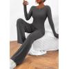 imagePRETTYGARDEN Womens 2 Piece Lounge Sets Asymmetrical Long Sleeve T Shirt Wide Leg Pants Casual Outfits TracksuitDark Grey