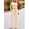 imagePRETTYGARDEN Womens 2 Piece Loungewear Long Sleeve Crop Top Wide Leg Palazzo Pants Set Tracksuits Casual OutfitBeige