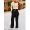 imagePRETTYGARDEN Womens 2 Piece Loungewear Long Sleeve Crop Top Wide Leg Palazzo Pants Set Tracksuits Casual OutfitBeige Black