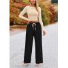 imagePRETTYGARDEN Womens 2 Piece Loungewear Long Sleeve Crop Top Wide Leg Palazzo Pants Set Tracksuits Casual OutfitBeige Black