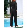 imagePRETTYGARDEN Womens 2 Piece Loungewear Long Sleeve Crop Top Wide Leg Palazzo Pants Set Tracksuits Casual OutfitBlack