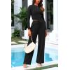 imagePRETTYGARDEN Womens 2 Piece Loungewear Long Sleeve Crop Top Wide Leg Palazzo Pants Set Tracksuits Casual OutfitBlack