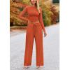 imagePRETTYGARDEN Womens 2 Piece Loungewear Long Sleeve Crop Top Wide Leg Palazzo Pants Set Tracksuits Casual OutfitBrick Red