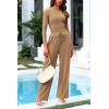 imagePRETTYGARDEN Womens 2 Piece Loungewear Long Sleeve Crop Top Wide Leg Palazzo Pants Set Tracksuits Casual OutfitCamel