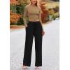 imagePRETTYGARDEN Womens 2 Piece Loungewear Long Sleeve Crop Top Wide Leg Palazzo Pants Set Tracksuits Casual OutfitCamel Black