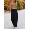 imagePRETTYGARDEN Womens 2 Piece Loungewear Long Sleeve Crop Top Wide Leg Palazzo Pants Set Tracksuits Casual OutfitCamel Black